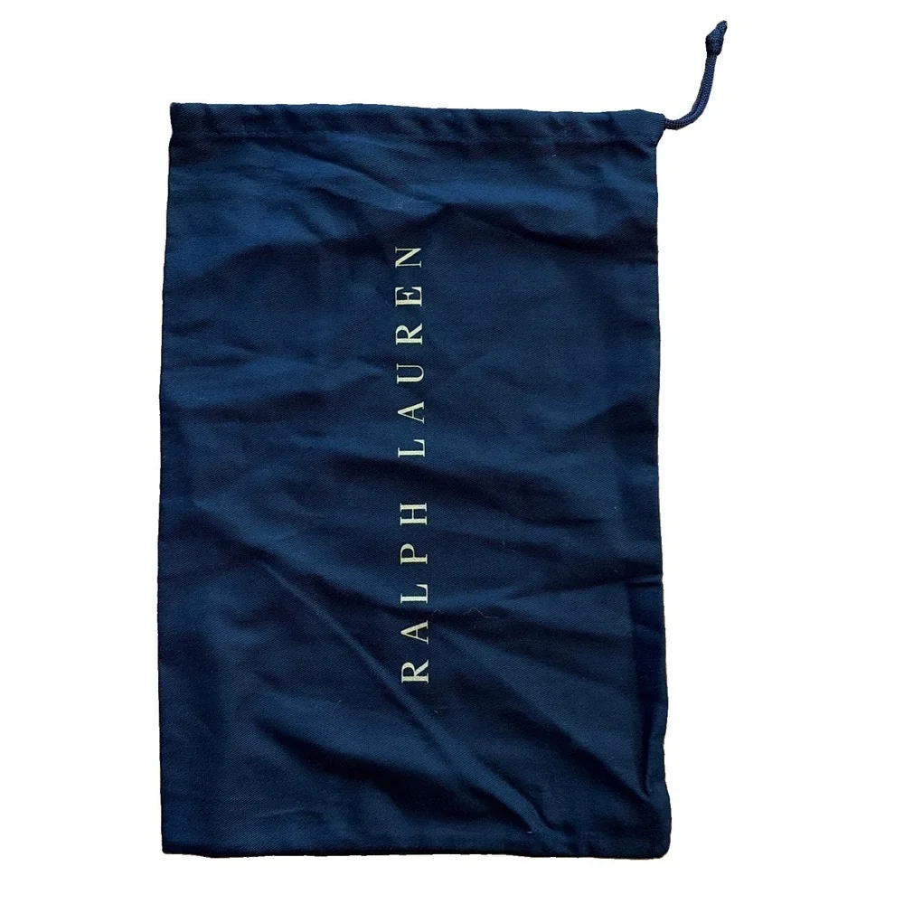 Ralph Lauren Blue Cotton Drawstring Shoe Storage Dust Bag Made in Italy New
